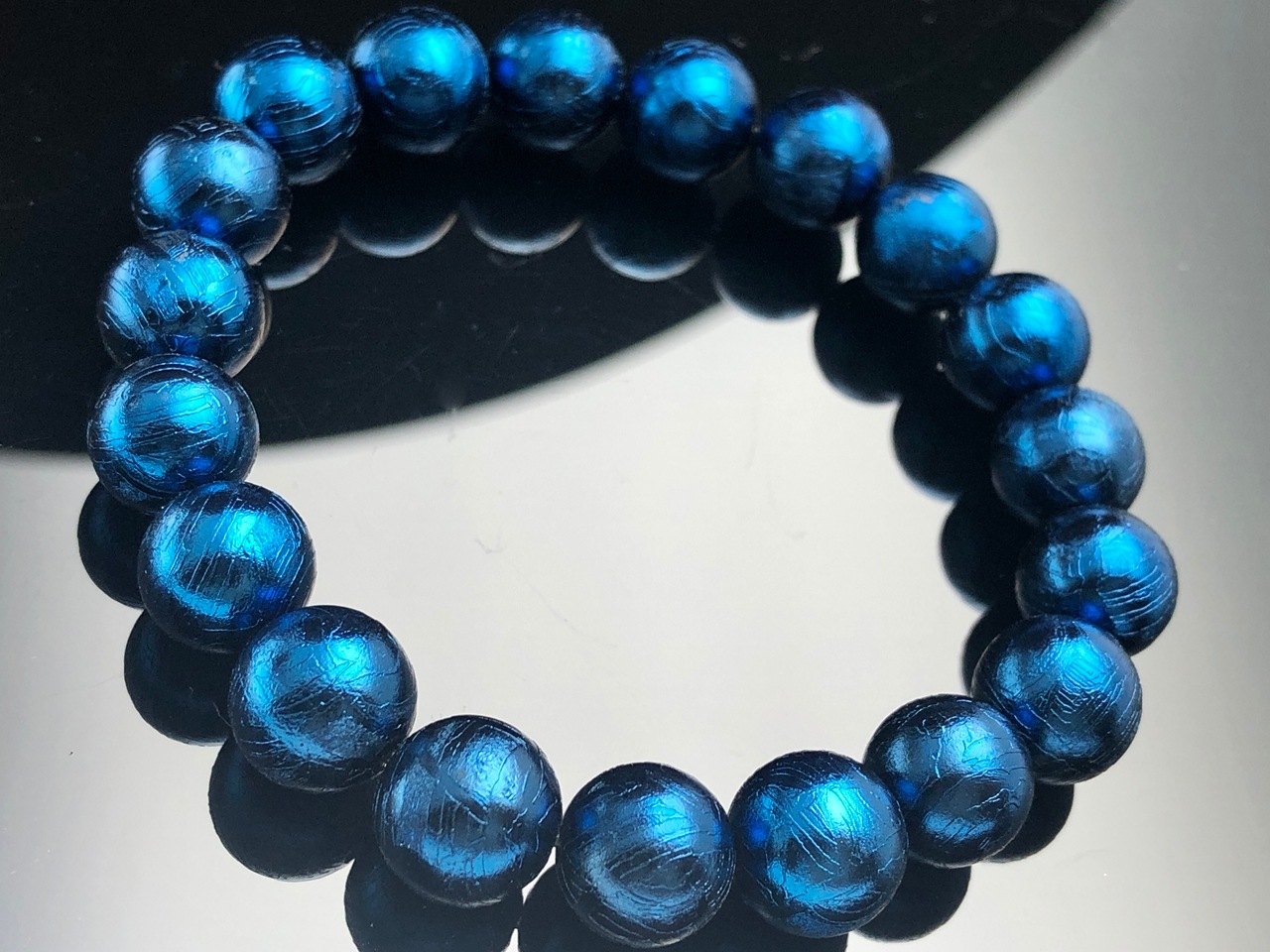 穏やかな青い月の輝き/ペリステライト/天然石/パワーストーンブレスレット 宇宙から飛来した神秘の石☆5A/天然石ブレスレット/ギベオン(隕石