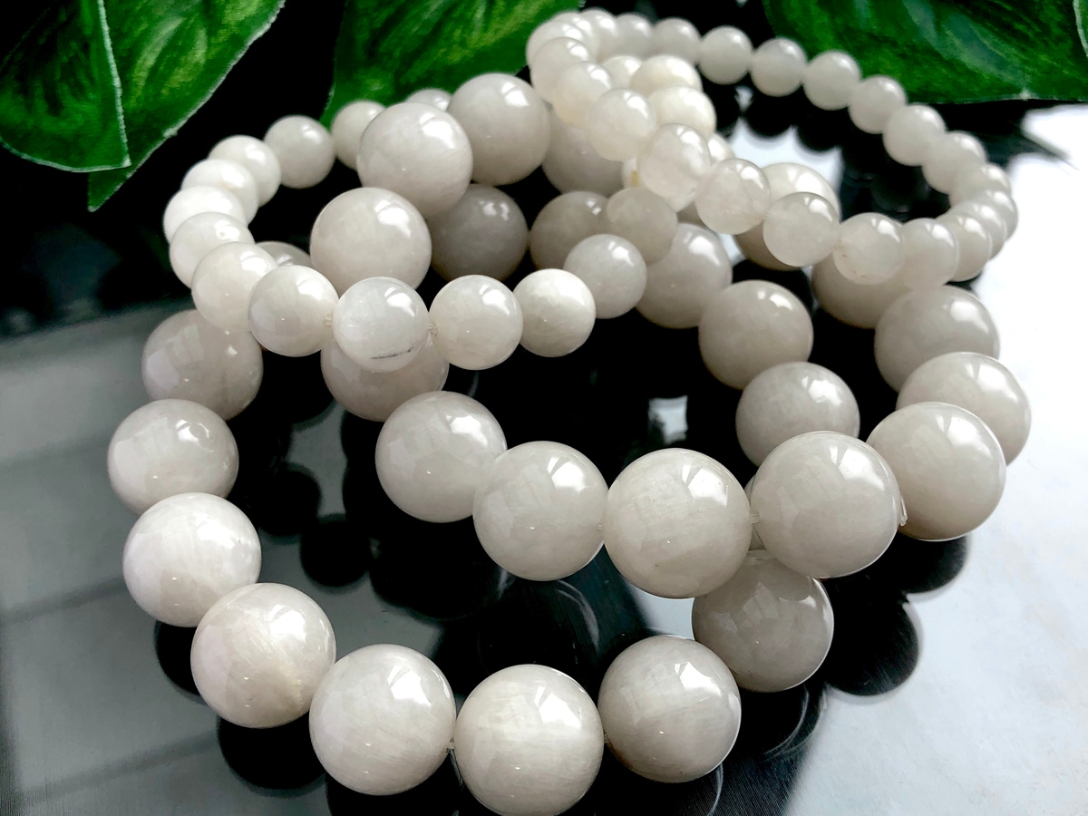 優しい乳白色☆天然石ブレスレット/ホワイトルチルクォーツ(アンフィ