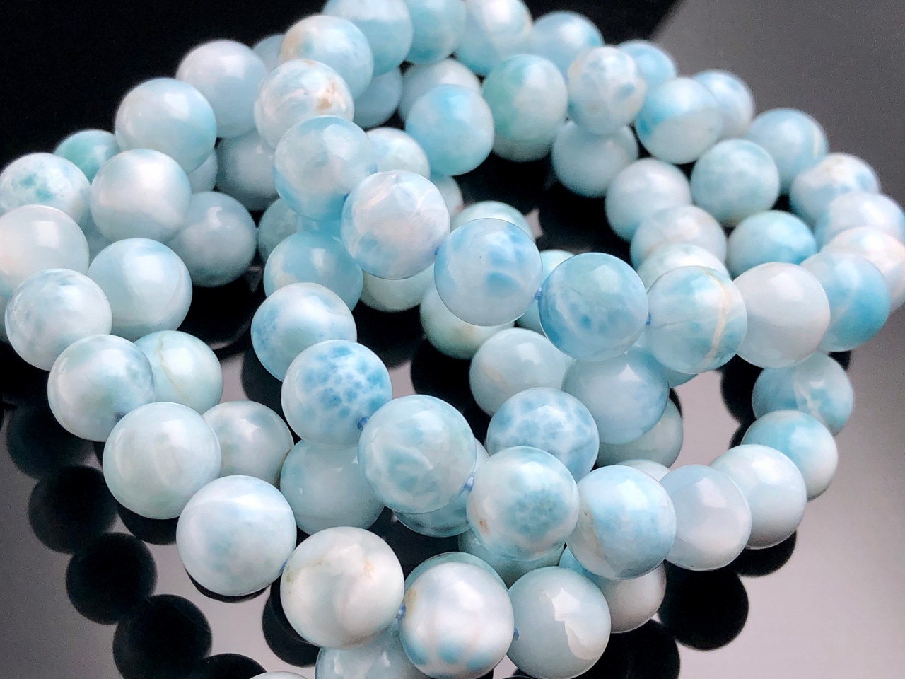 天然石 ブレスレット ドミニカ産ブルー 10mm ブレスレット ライトブルー 天然石 ブレスレット ドミニカ産ブルー 10mm ブレスレット ライトブルー