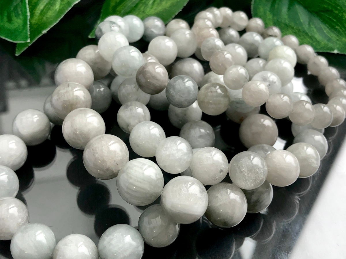 希少色☆天然石ブレスレット/ホワイトブルールチルクォーツ(アンフィ  