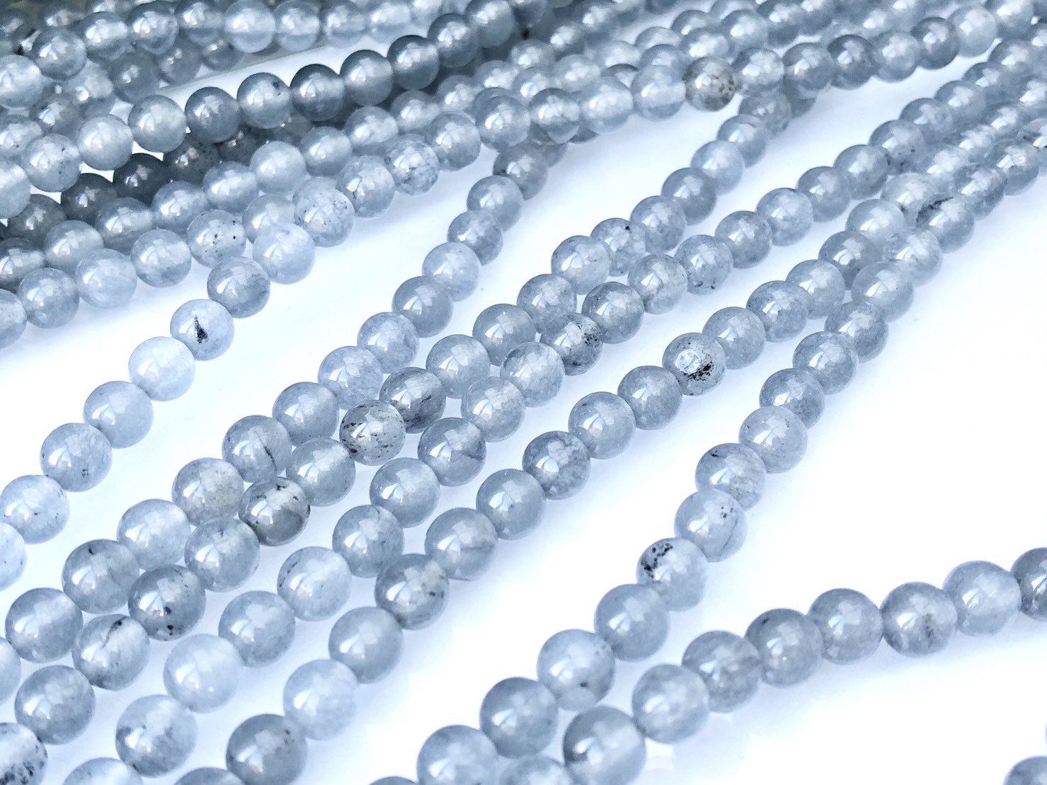 天然石ビーズブレスレット グレーと青 天然石】マリンブルータイガーアイ ブレスレット用 ビーズ 一連12mm