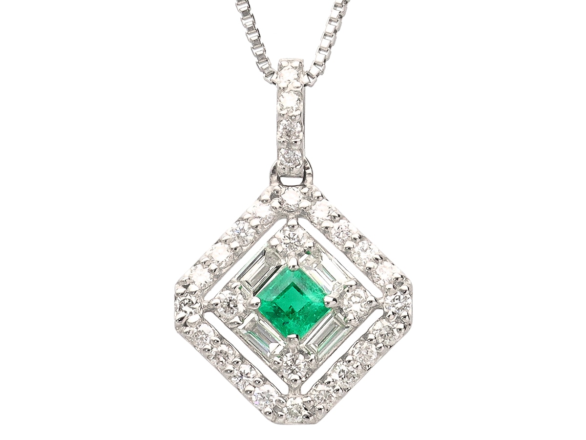 K18WG エメラルド剣型ネックレス　鑑別付き K18WG エメラルド剣型ネックレス 鑑別付き - メルカリ