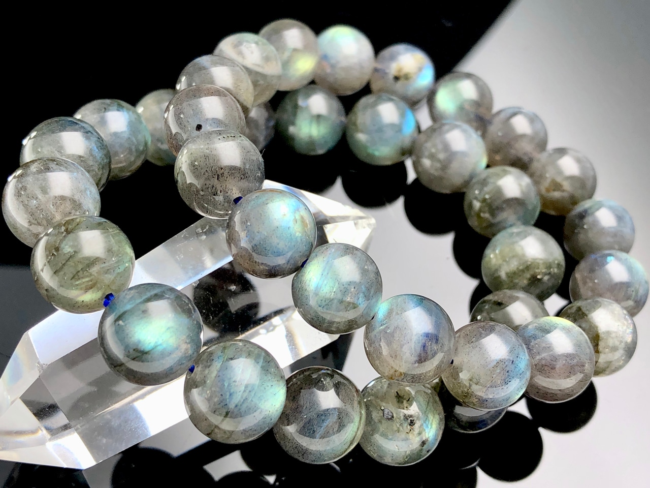 ラブラドライト ブレスレット 8mm AAAAA ブルーに輝くシラー