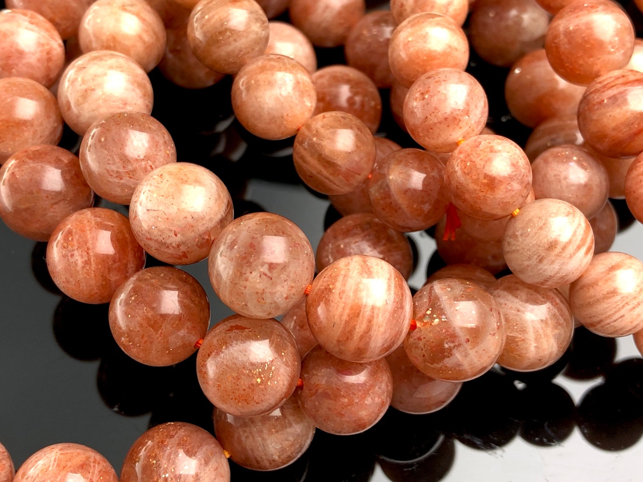 【良質,美品】アルーシャサンストーン　１２㎜　ブレスレット　大粒　天然石 高品質]アルーシャサンストーンブレスレット（約12.5mm玉） - 埼玉県