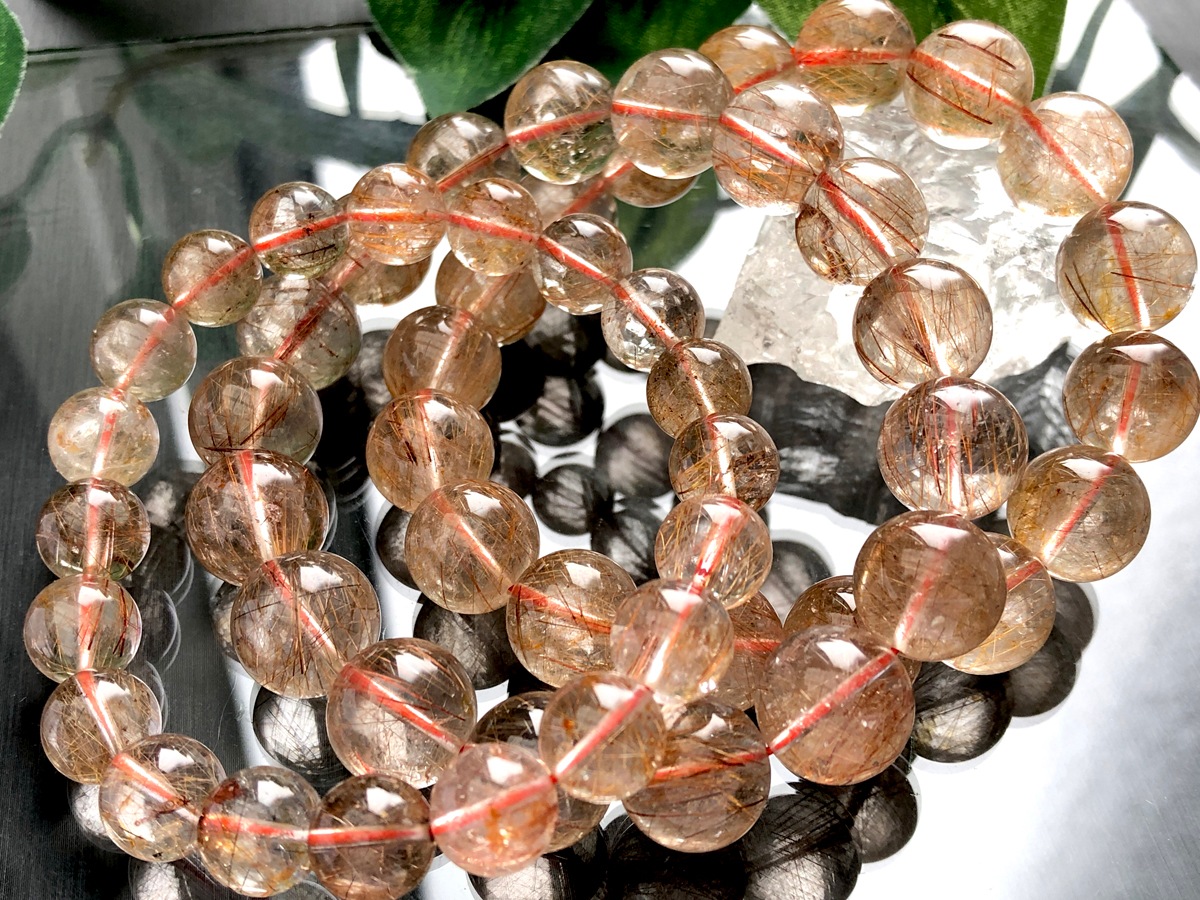 レッドルチルクオーツ ブレスレット 13.5-14mm レッドルチルクオーツ