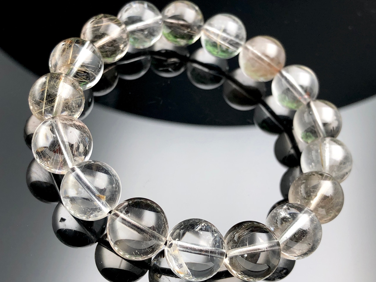 ルチルクオーツライモナイトパワーストーンブレスレット内径約17cm