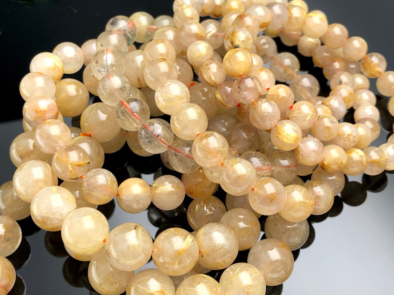 ゴールドルチル スフィア 約54mm 金針水晶 台座付-［最終値下げ価格