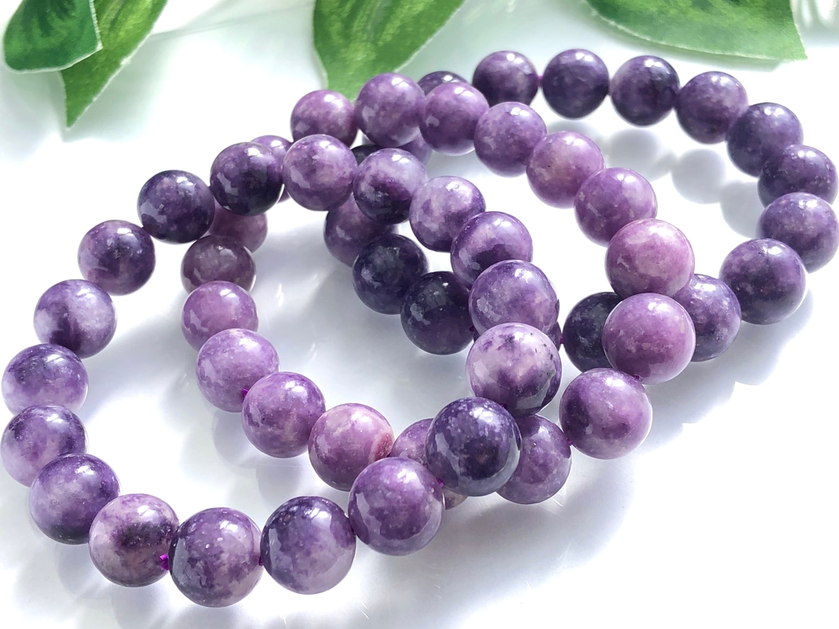 【希少石/最強品質】MIXレピドライトシリカ＊約11mm＊　天然石ブレスレット 水晶共生☆天然石ブレスレット/レピドライトシリカ（mica/Lepidolite