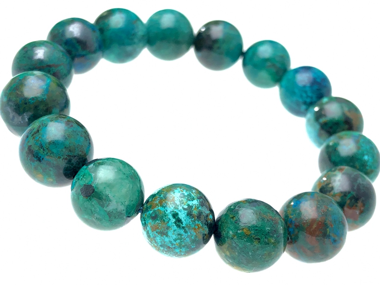 本翡翠 レア色合い孔雀グリーンブレスレット （天然石パワーストーン  