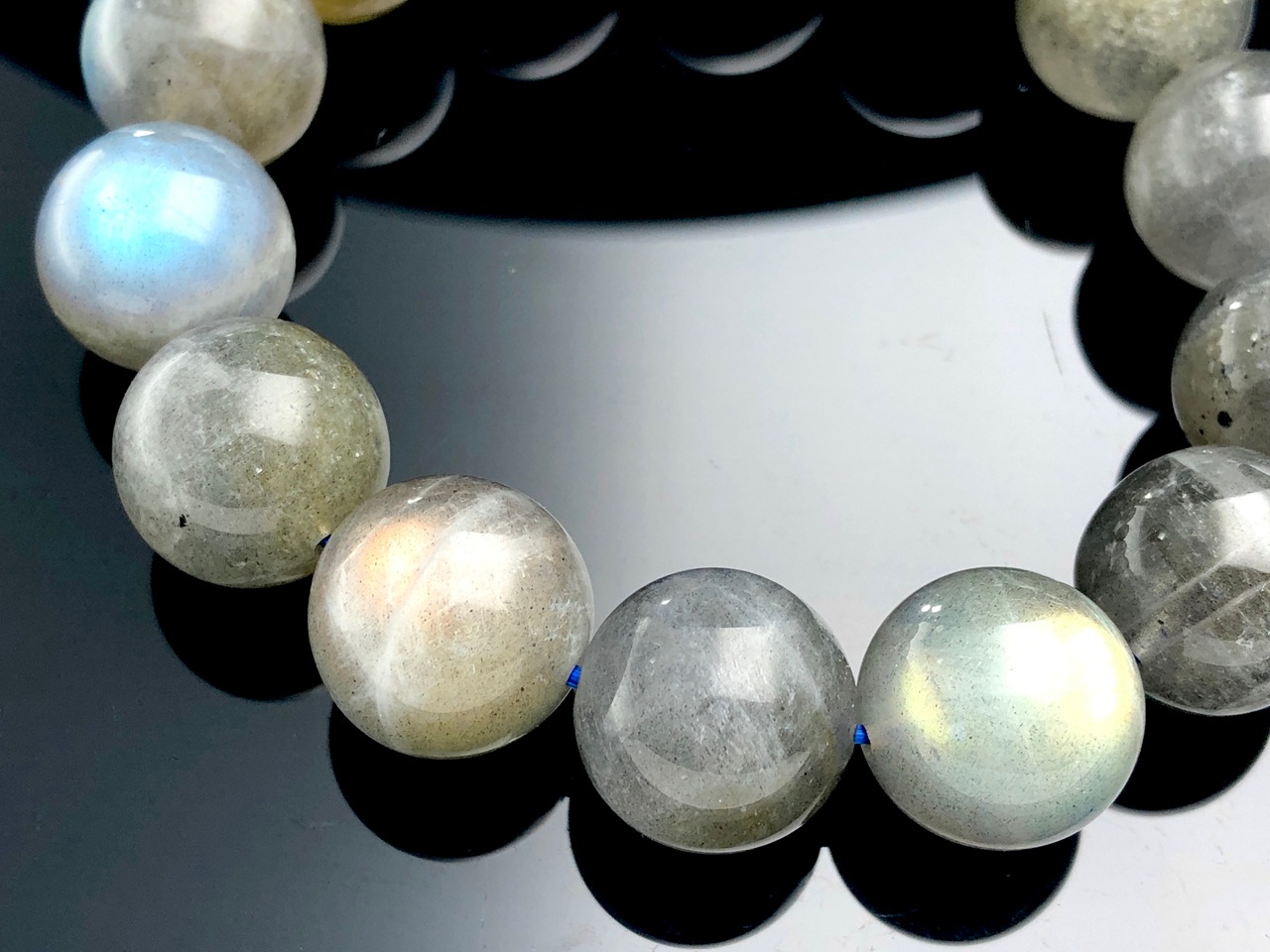 ��1��ʪ����̡�5A��󥯡�����Ū�ʸ����쥤��ܡ���å��󥹡����ʥ�����ŷ���Х֥쥹��å�/�쥤��ܡ���֥�ɥ饤��(Labradorite/�⳥Ĺ��)/�饦���/��14-15mm/1�ܡ�ŷ����/�ѥ���ȡ���ۡڥ���ꥫ�ġ����󡦹��Ÿ�����������Ͻ�Ÿ���㤤�դ���