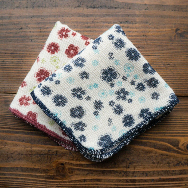 和紡ガーゼハンカチ　花柄