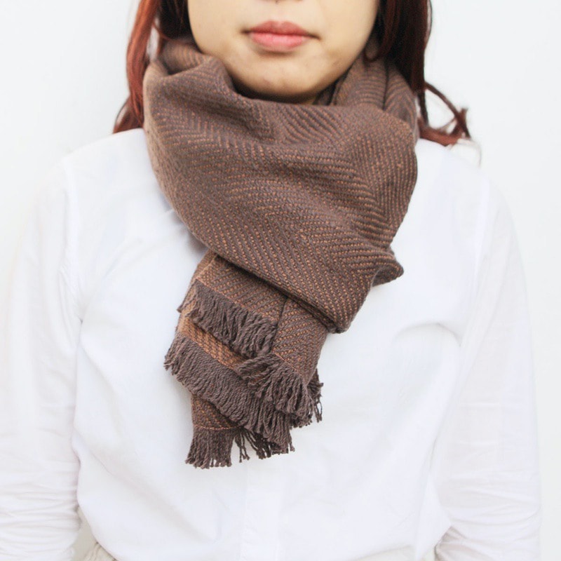 手紡ぎコットン100％のチクチクしないストール|417/2甘撚り綾織り