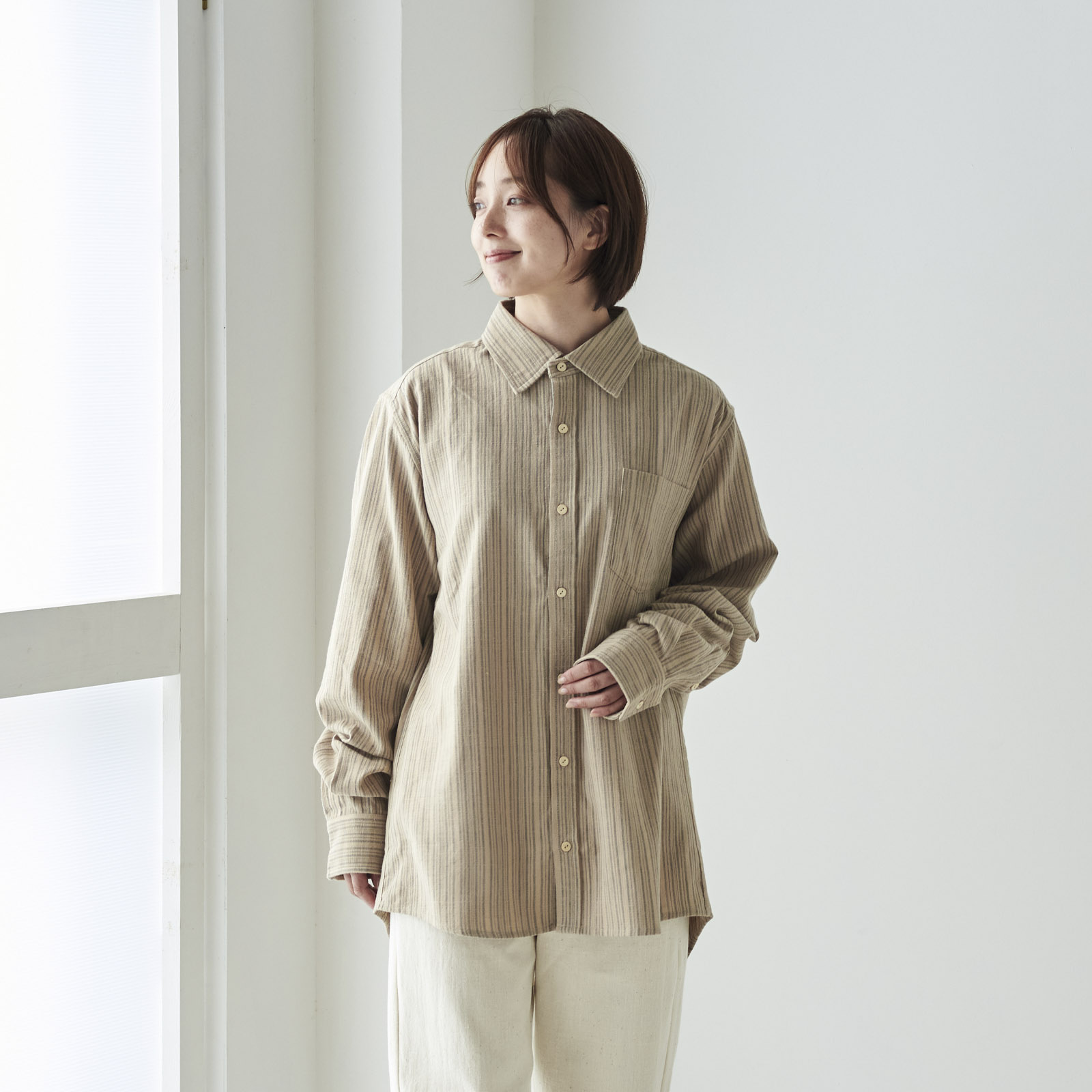 コットンメンズシャツ 2サイズ・3色展開