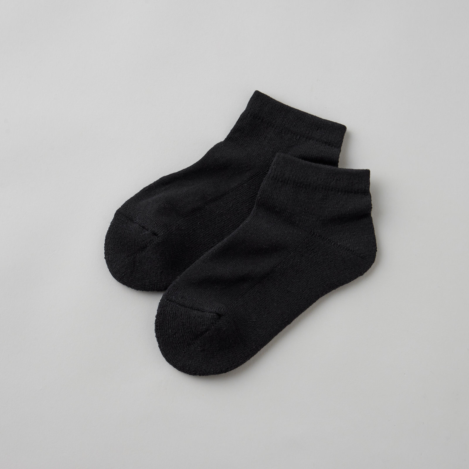 ガラ紡のくるぶし半パイル靴下 黒