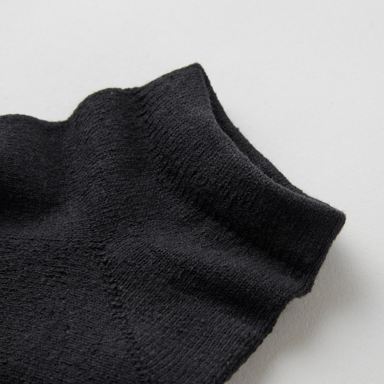 ガラ紡のくるぶし半パイル靴下 黒
