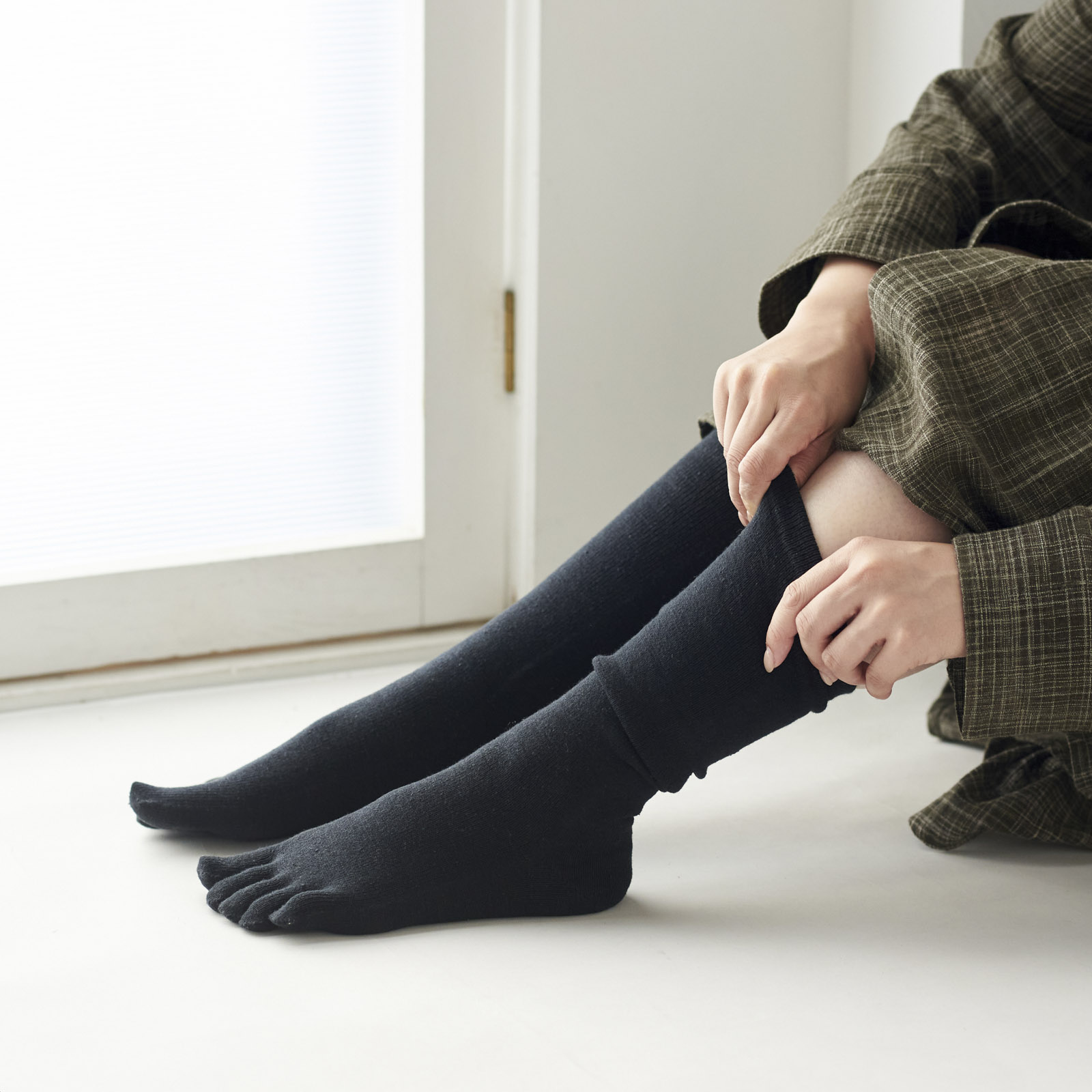 ガラ紡の5本指靴下