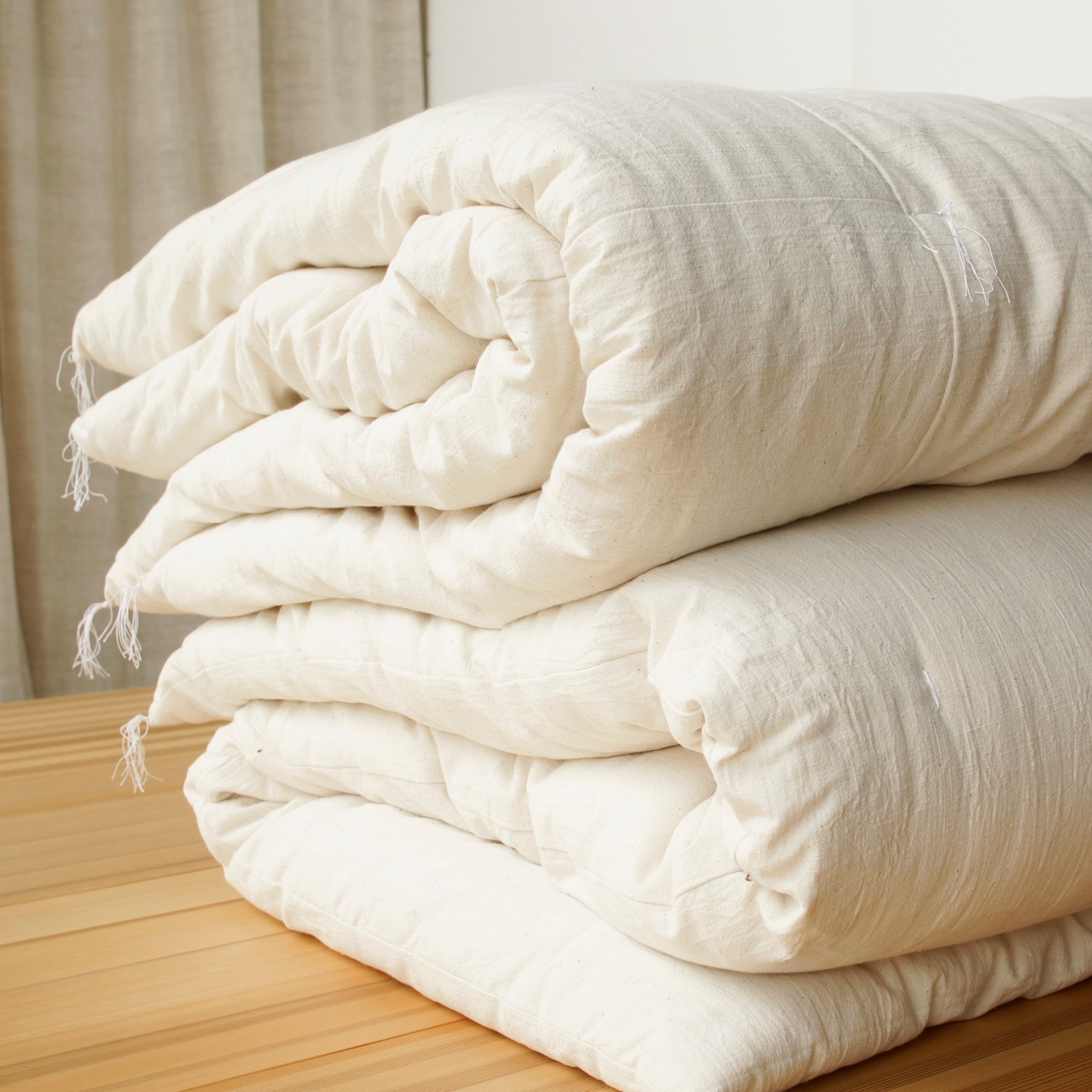 ガラ紡の綿100%掛け敷き布団セット（日本製）