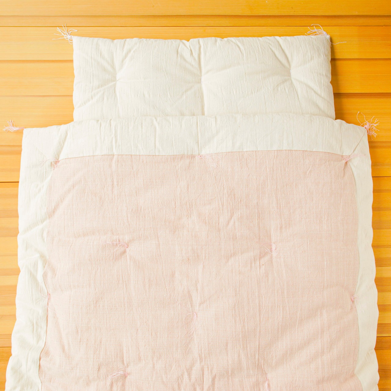 ガラ紡の綿100％ 幼児用掛敷布団セット（日本製）