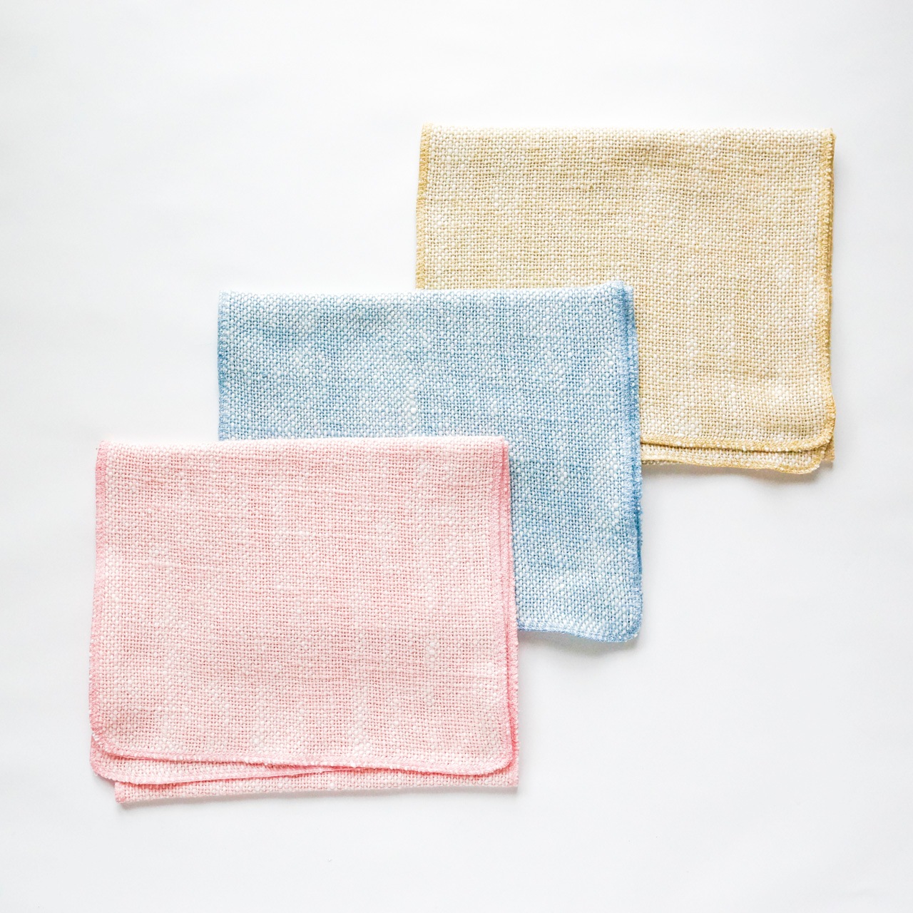 和紡ミニタオル （ピンク、ブルー、イエロー各色1枚）合計3枚のセット