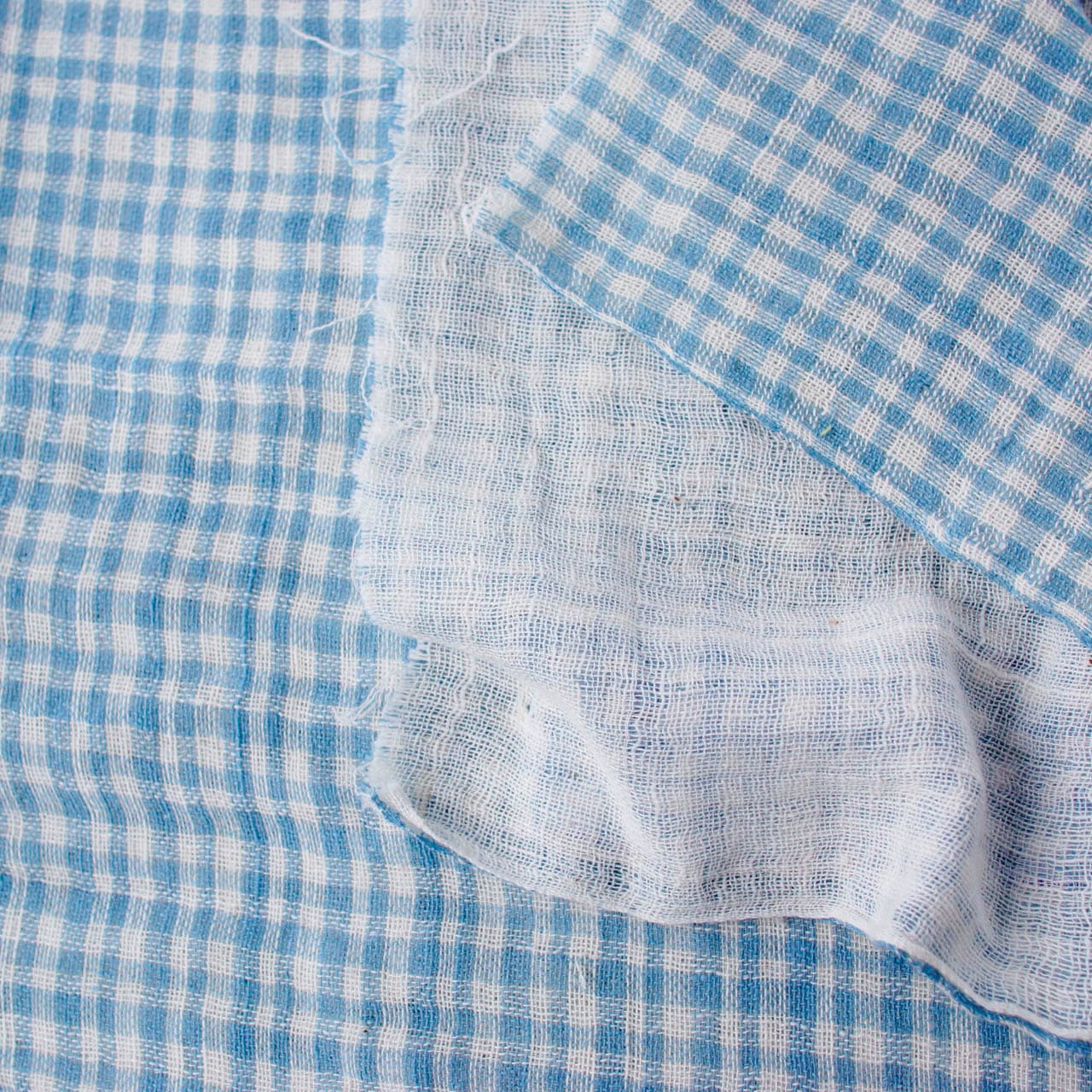 【2ｍカット生地】317/1極細番手再撚り二重ガーゼチェック