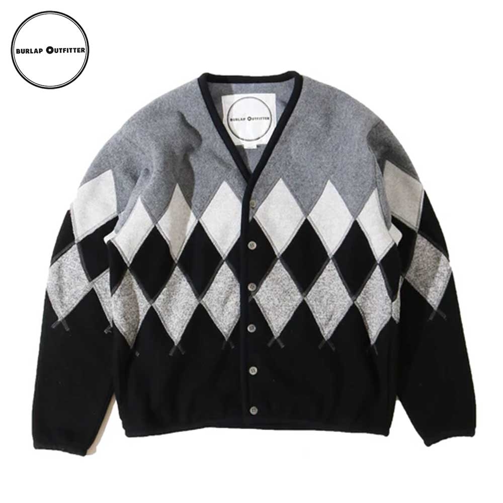 ARGYLE FLEECE CARDIGAN / H.GRAY/BLACK / Burlap Outfitter 
