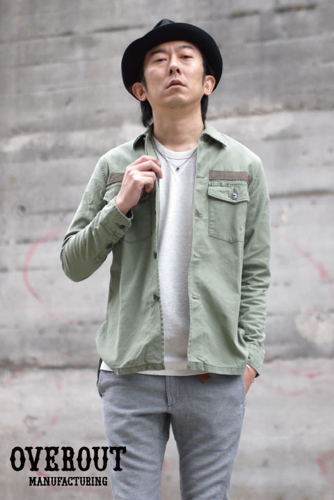 OVEROUT �����С������ȡ�MILITARY SHIRTS���ߥ꥿�꡼����� (OLIVE)