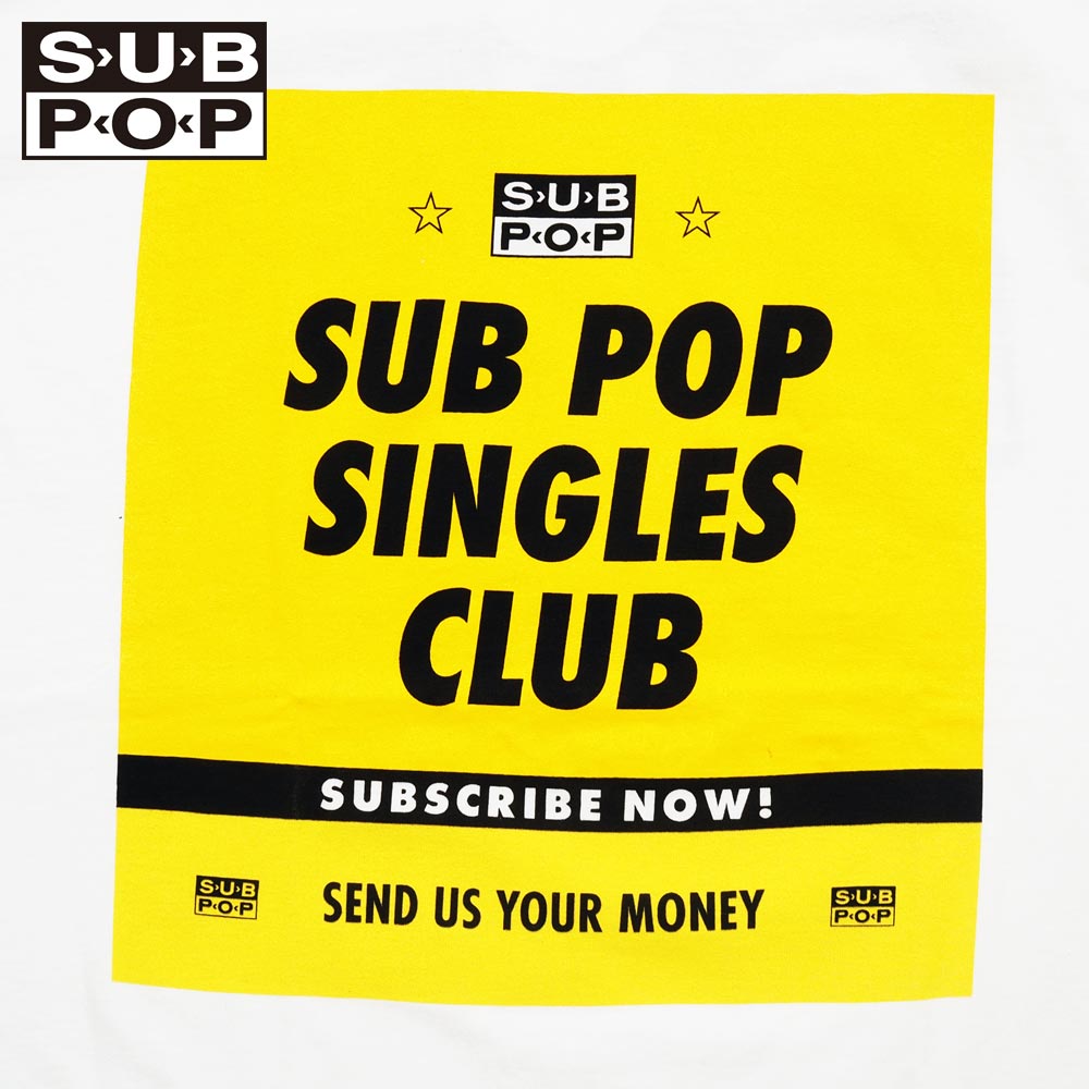 SUB POP ���֥ݥå� S/S PRINT TEE  SINGLES CLUB / WHITE