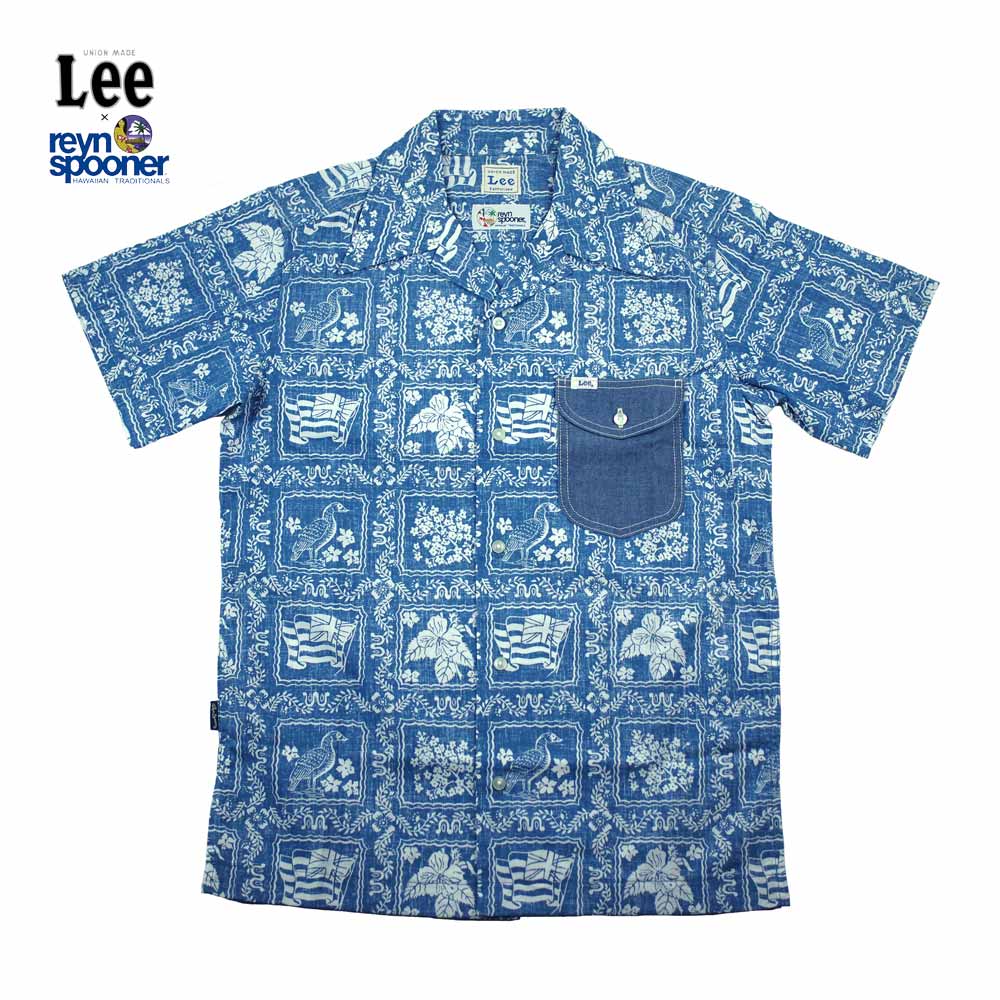 Lee �� REYN SPOONER �꡼ �� �쥤�󥹥ס��ʡ� OPEN COLLOR SHIRTS (BLUE)
