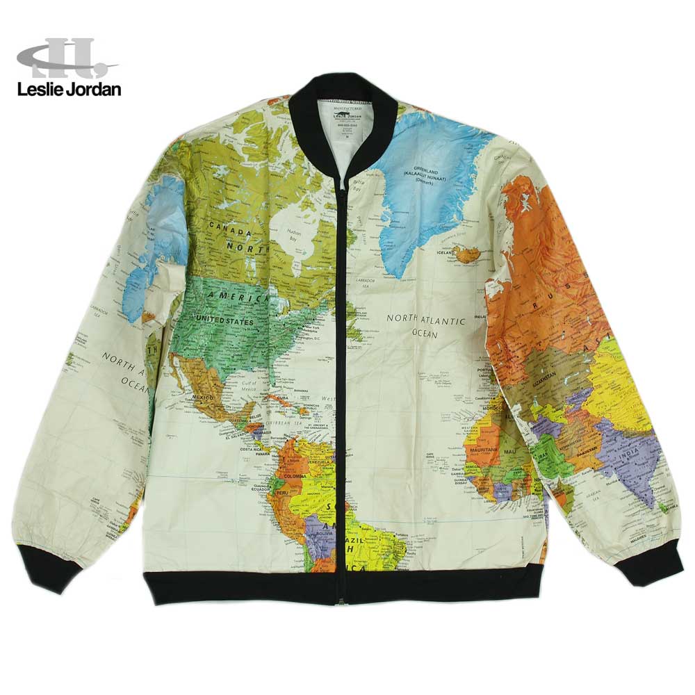 LESLIE JORDAN �쥹�꡼���硼���� WORLD MAP TYVEK JACKET �����٥å����㥱�å�