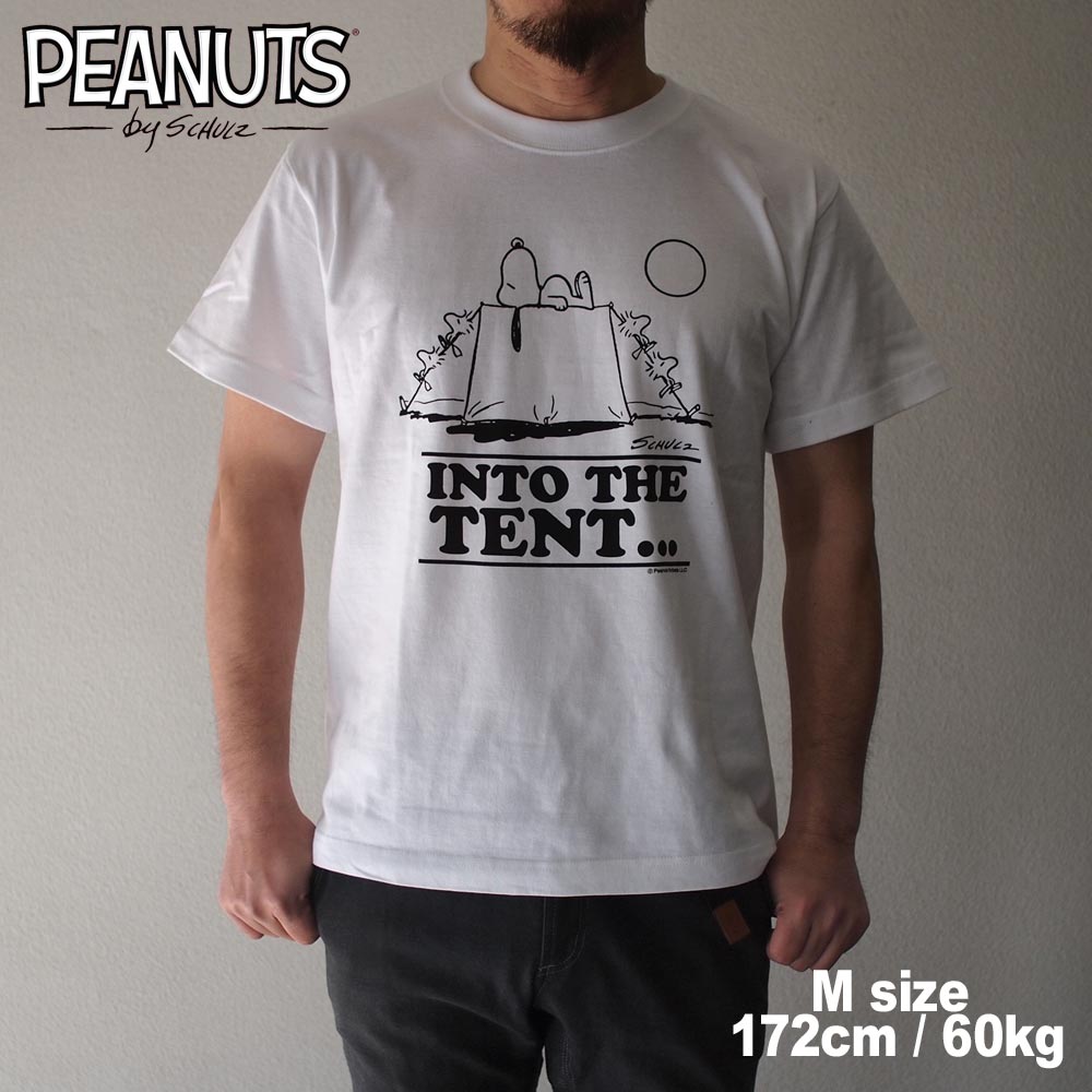 PEANUTS S/S PRINT TEE  " INTO THE TENT "  WHITE