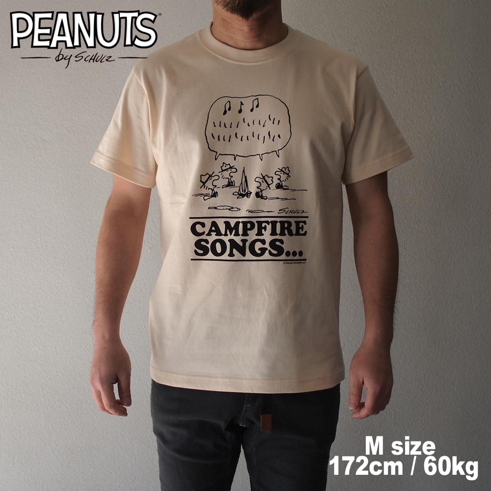 PEANUTS S/S PRINT TEE  " CAMPFIRE SONGS "  NATURAL