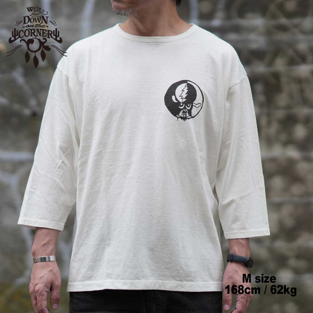 3/4 COTTON HEMP TEE SZ "GRATE SKODEAD" / WHITE / DOWN ON THE CORNER  �����󥪥󥶥����ʡ�