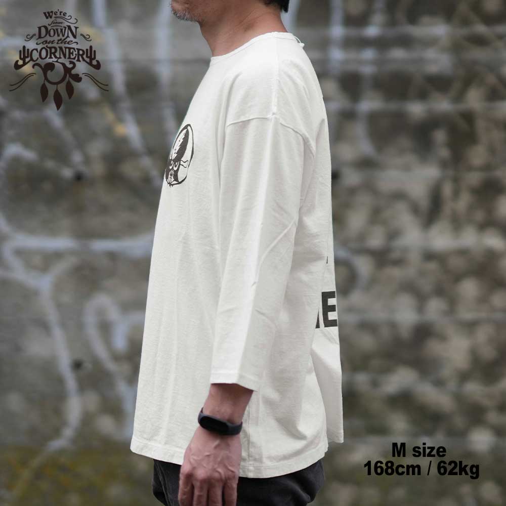 3/4 COTTON HEMP TEE SZ "GRATE SKODEAD" / WHITE / DOWN ON THE CORNER  �����󥪥󥶥����ʡ�