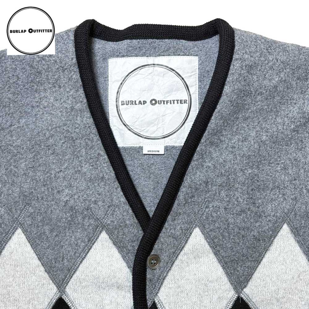 ARGYLE FLEECE CARDIGAN / H.GRAY/BLACK / Burlap Outfitter �С���åץ����ȥե��å���