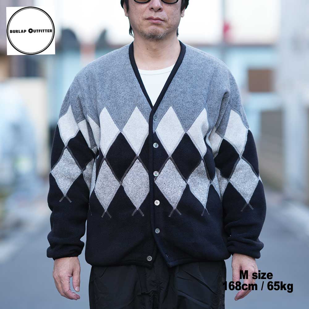 ARGYLE FLEECE CARDIGAN / H.GRAY/BLACK / Burlap Outfitter �С���åץ����ȥե��å���