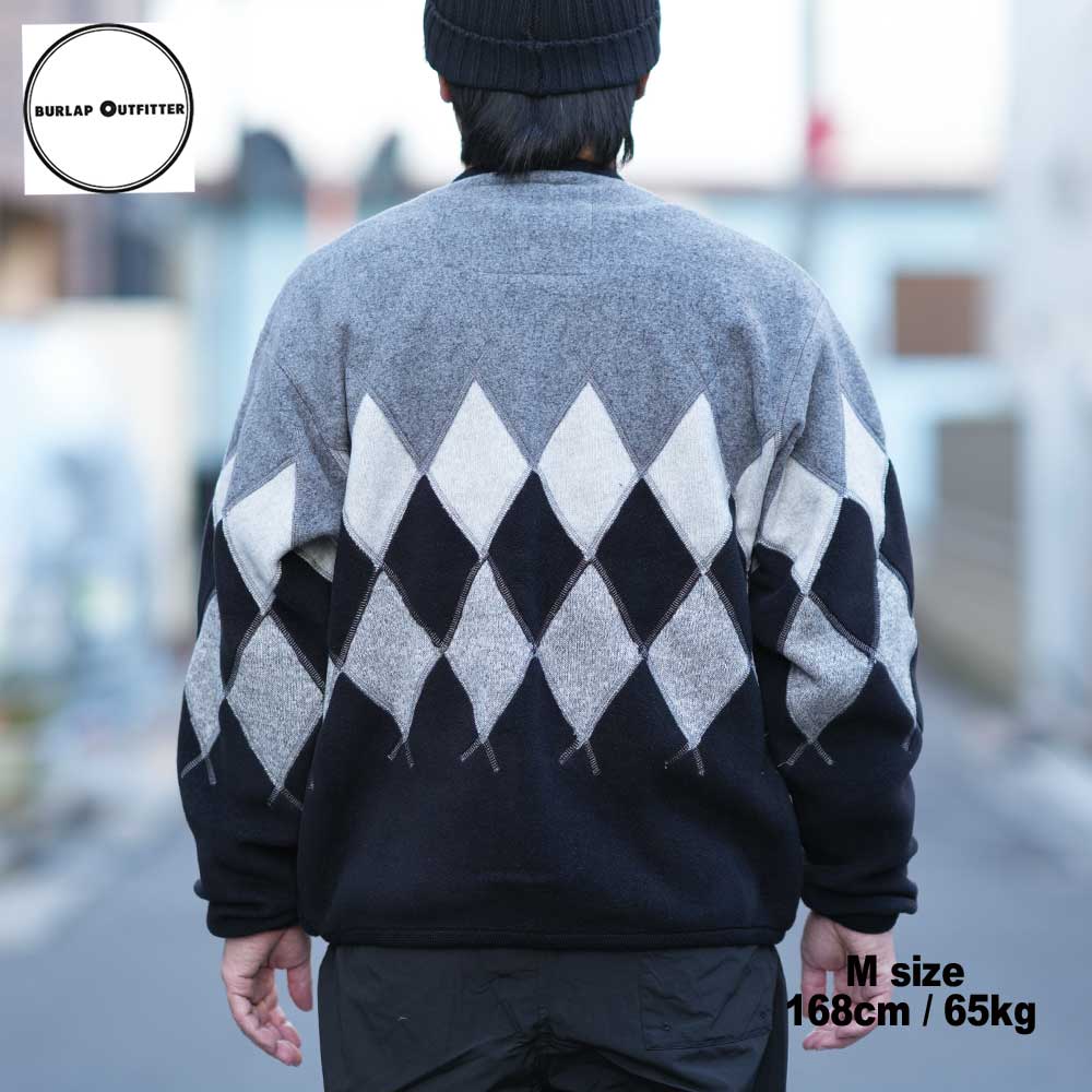 ARGYLE FLEECE CARDIGAN / H.GRAY/BLACK / Burlap Outfitter �С���åץ����ȥե��å���
