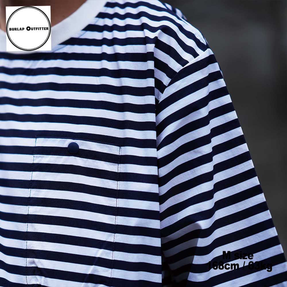 SUPPLEX NYLON S/S POCKET TEE PRINTED /NAVY/WHITE CANDY STRIPE / Burlap Outfitter �С���åץ����ȥե��å���