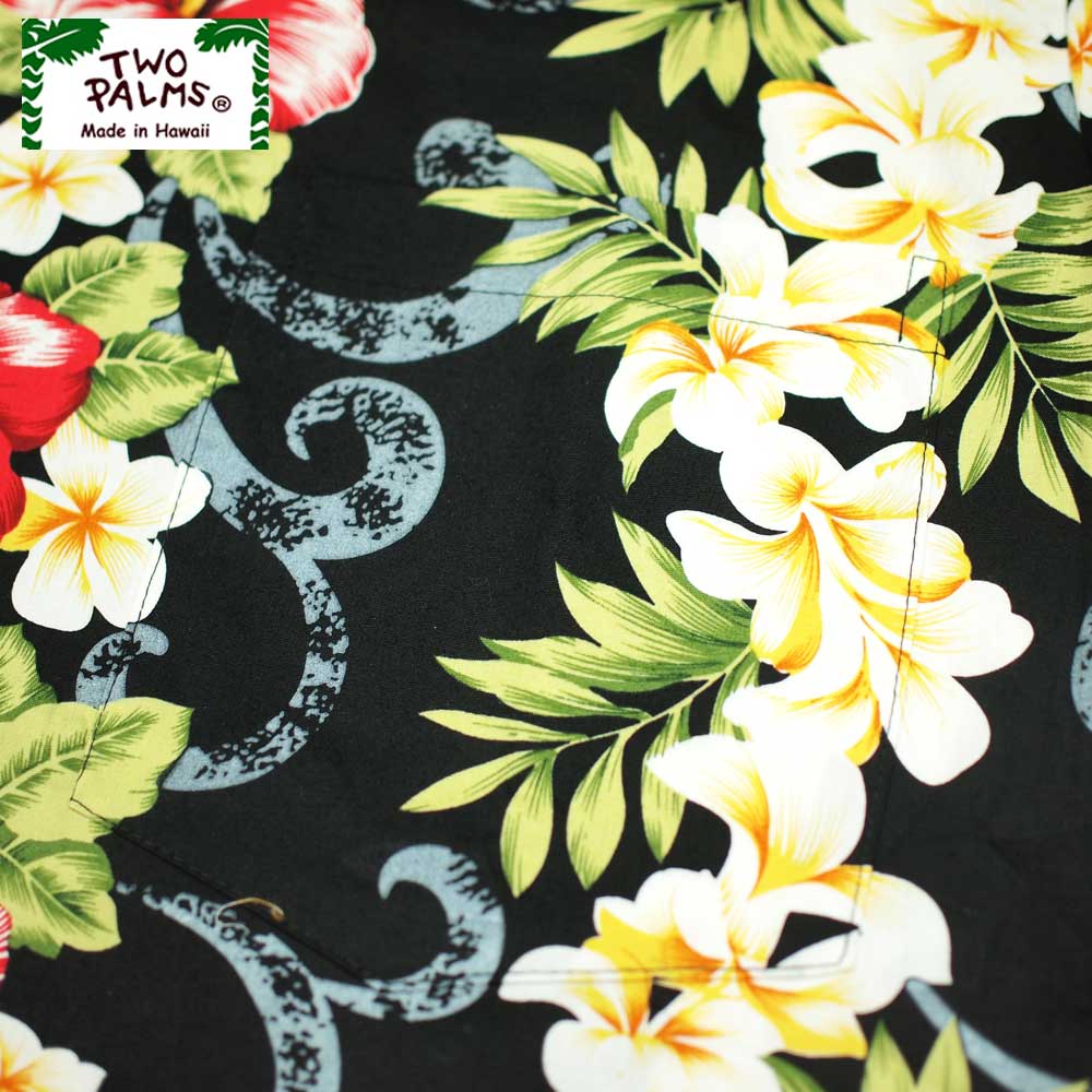 TWO PALMS �ȥ����ѡ��ॹ SS HAWAIIAN SHIRTS / PLUMERIA BLACK