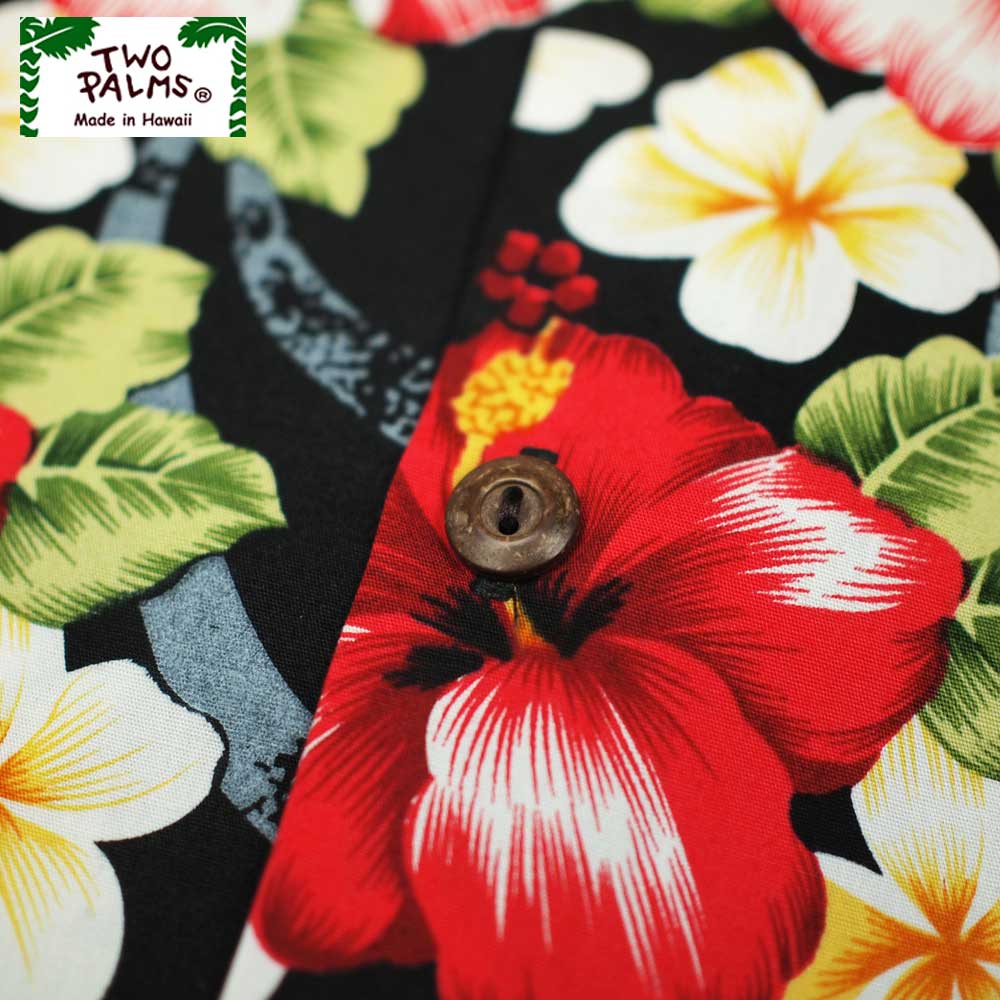 TWO PALMS �ȥ����ѡ��ॹ SS HAWAIIAN SHIRTS / PLUMERIA BLACK