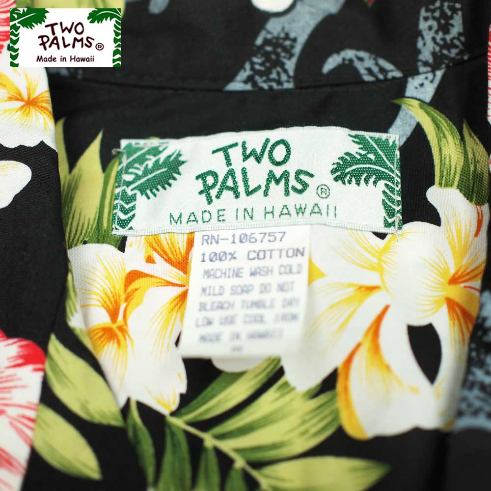 TWO PALMS �ȥ����ѡ��ॹ SS HAWAIIAN SHIRTS / PLUMERIA BLACK