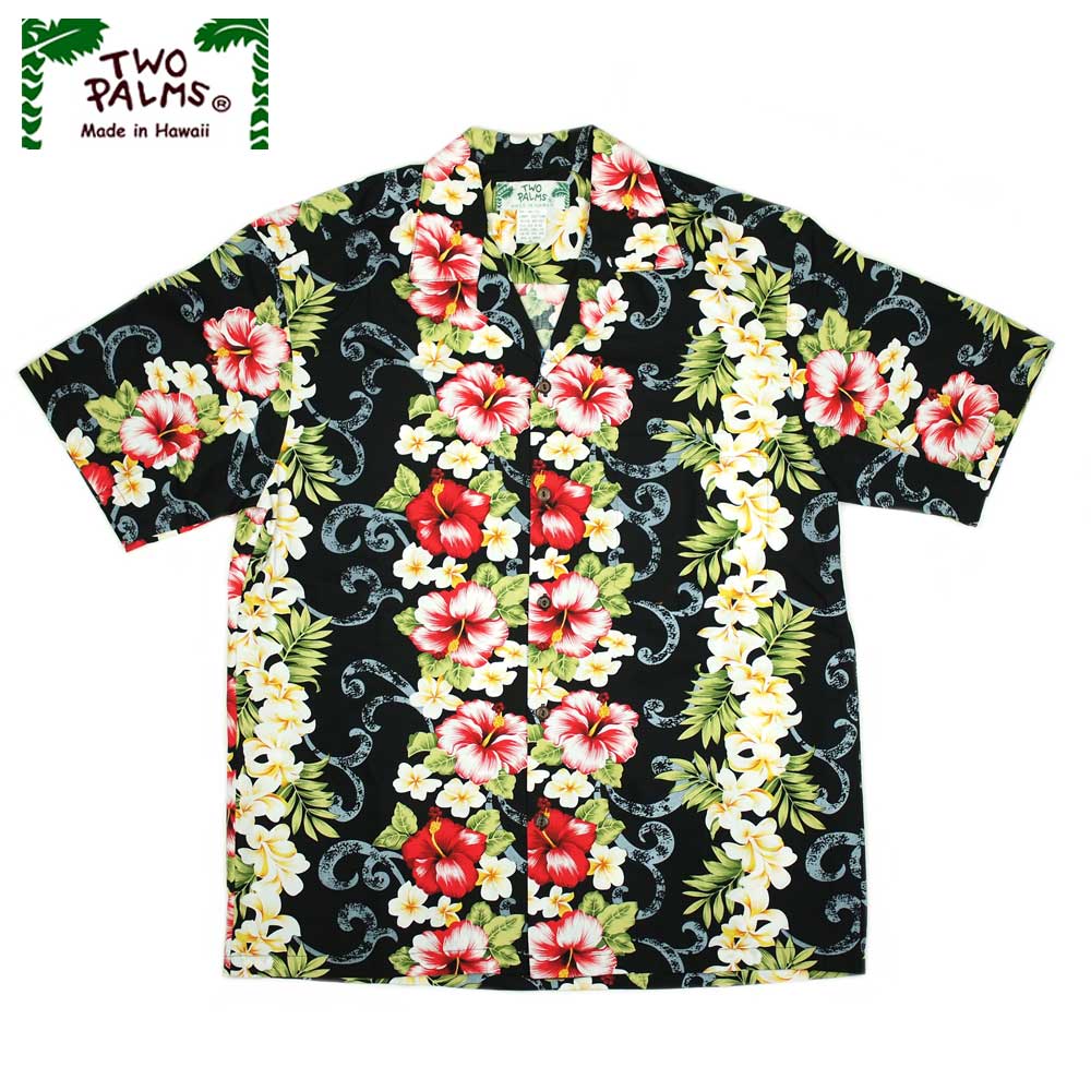 TWO PALMS �ȥ����ѡ��ॹ SS HAWAIIAN SHIRTS / PLUMERIA BLACK
