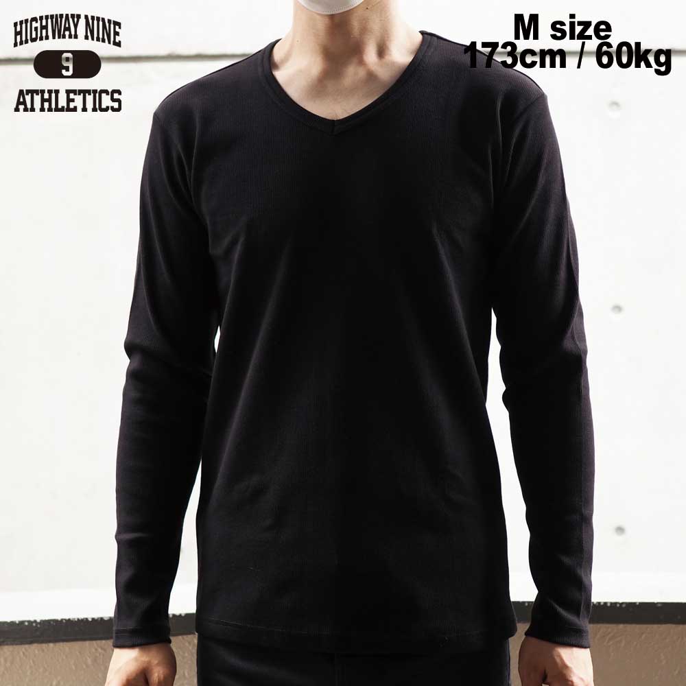 V-NECK RIB L/S Tee  / BLACK / HIGHWAY NINE ϥʥ