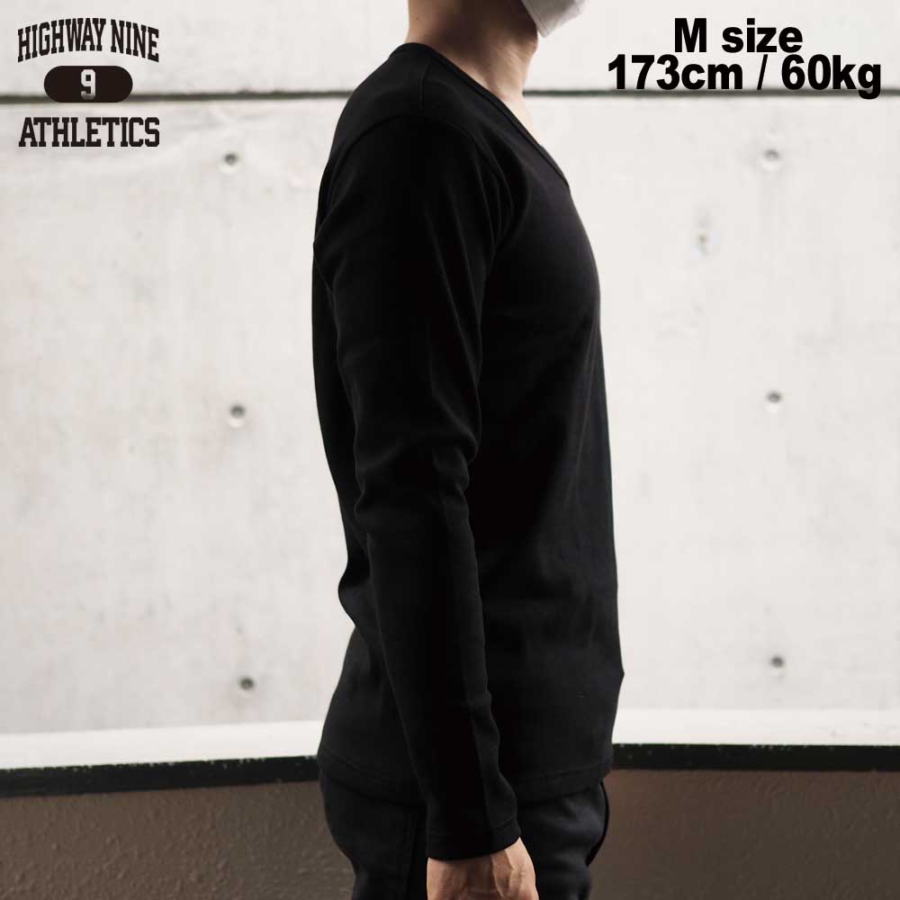 V-NECK RIB L/S Tee  / BLACK / HIGHWAY NINE ϥʥ