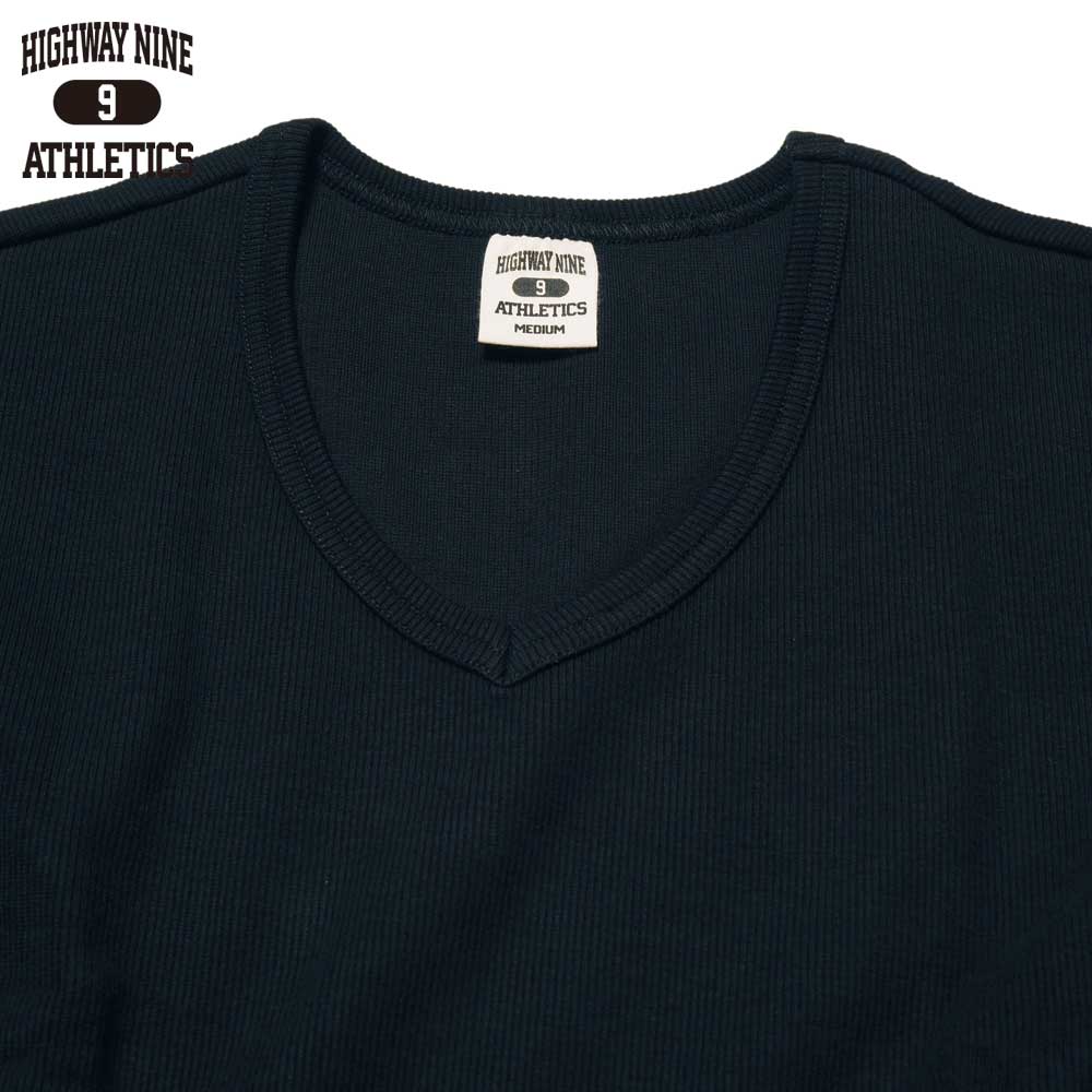 V-NECK RIB L/S Tee  / BLACK / HIGHWAY NINE ϥʥ