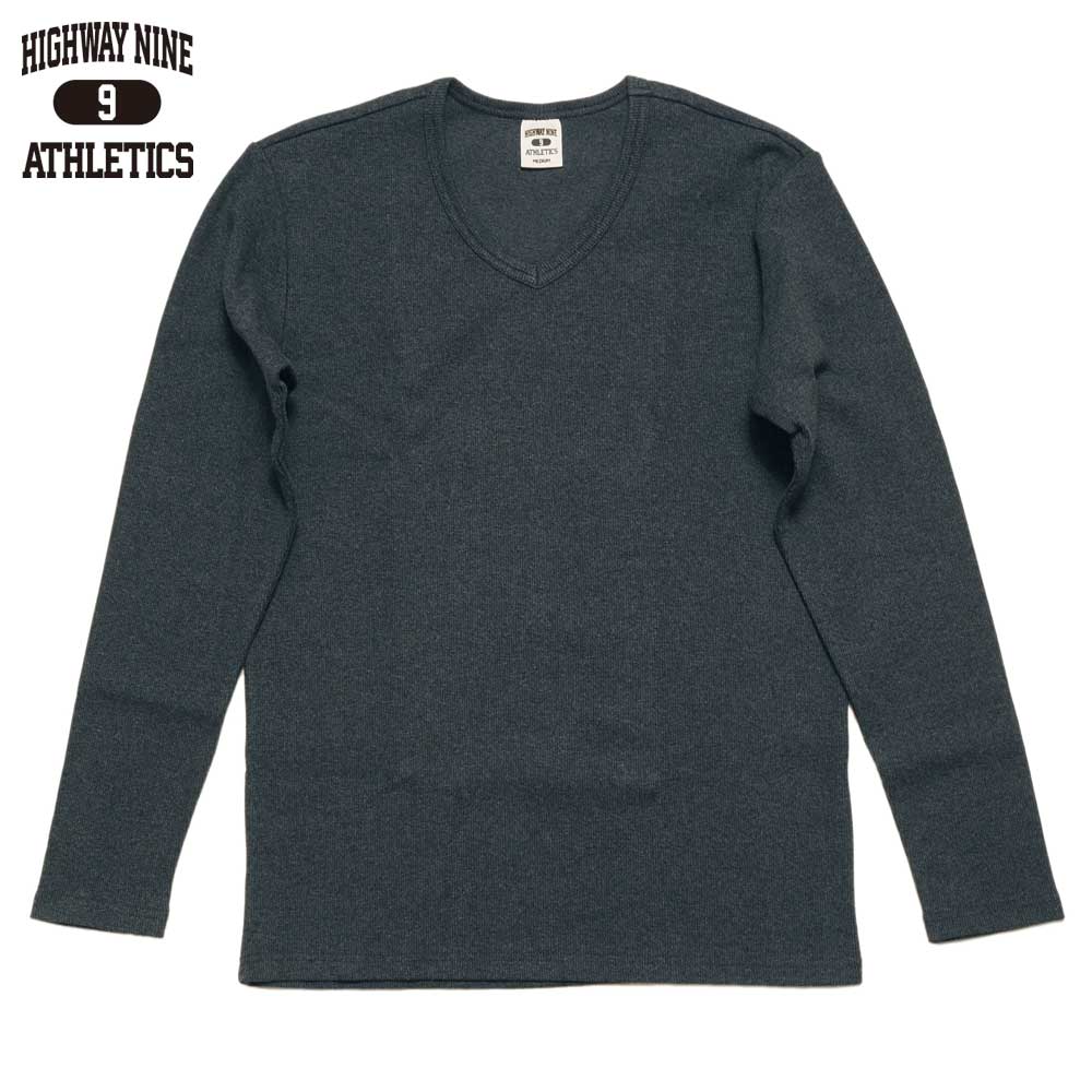 V-NECK RIB L/S Tee  / CHARCOAL / HIGHWAY NINE ϥʥ