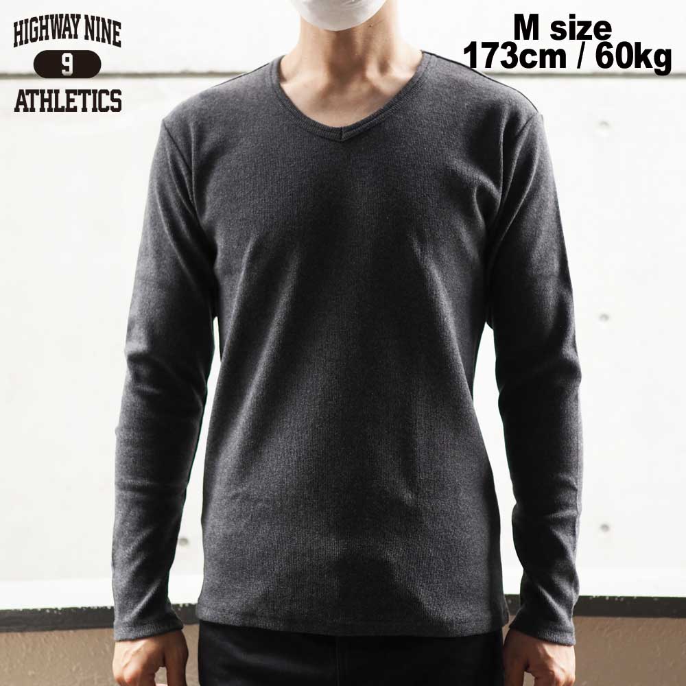 V-NECK RIB L/S Tee  / CHARCOAL / HIGHWAY NINE ϥʥ