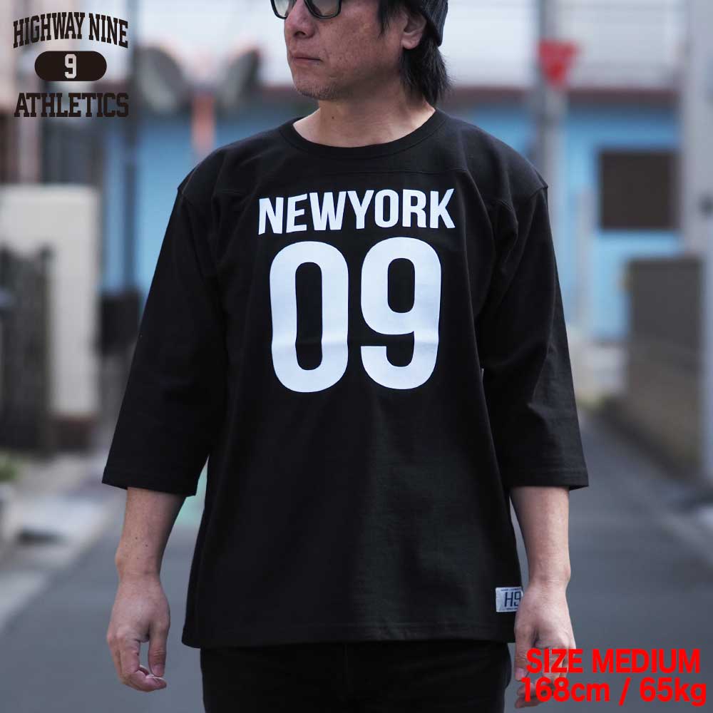 10/-TENJIKU ROUGH FIT FOOT BALL PRINT Tee��NEW YORK�� / BLACK / HIGHWAY NINE �ϥ��������ʥ���