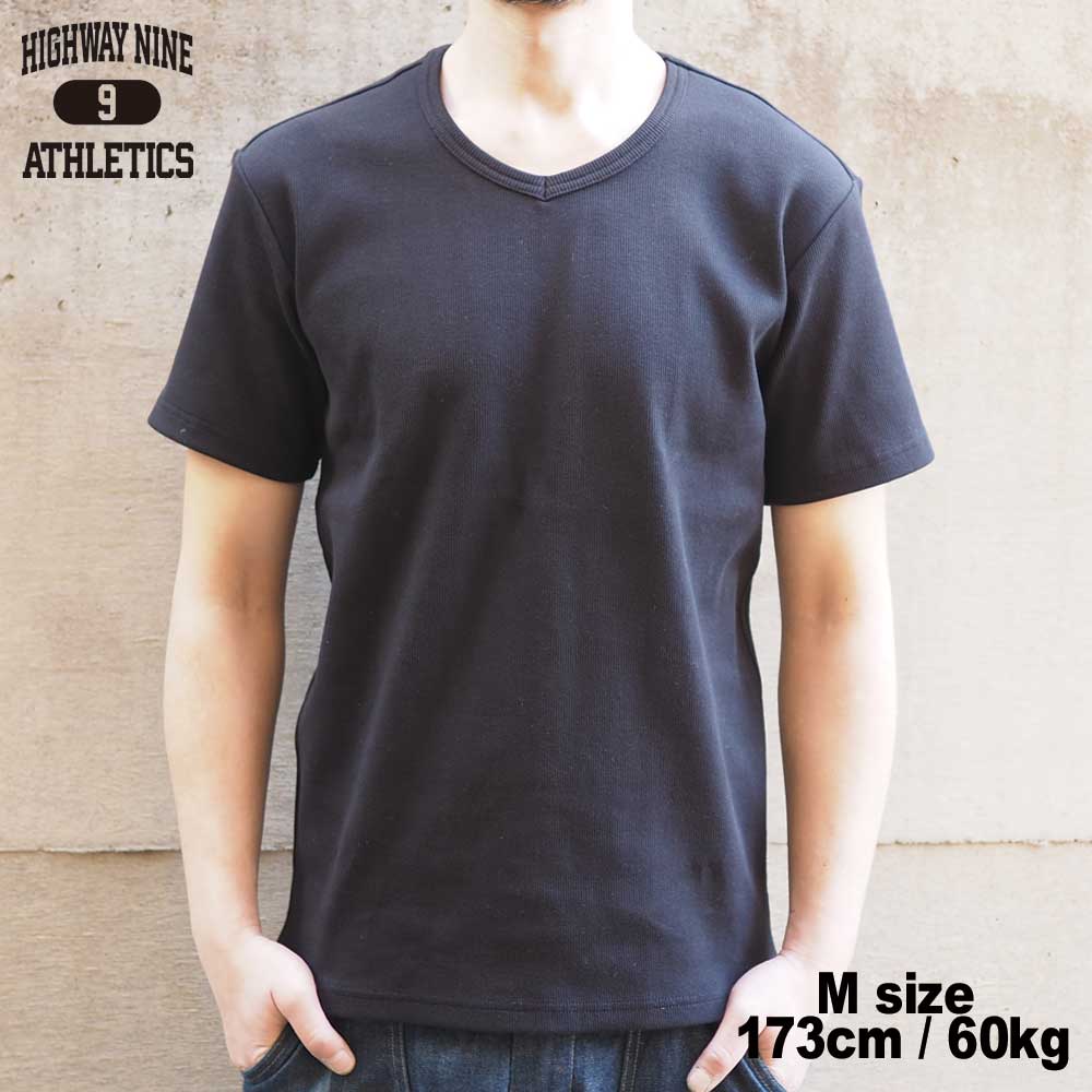 V-NECK RIB S/S Tee  / BLACK / HIGHWAY NINE �ϥ��������ʥ���