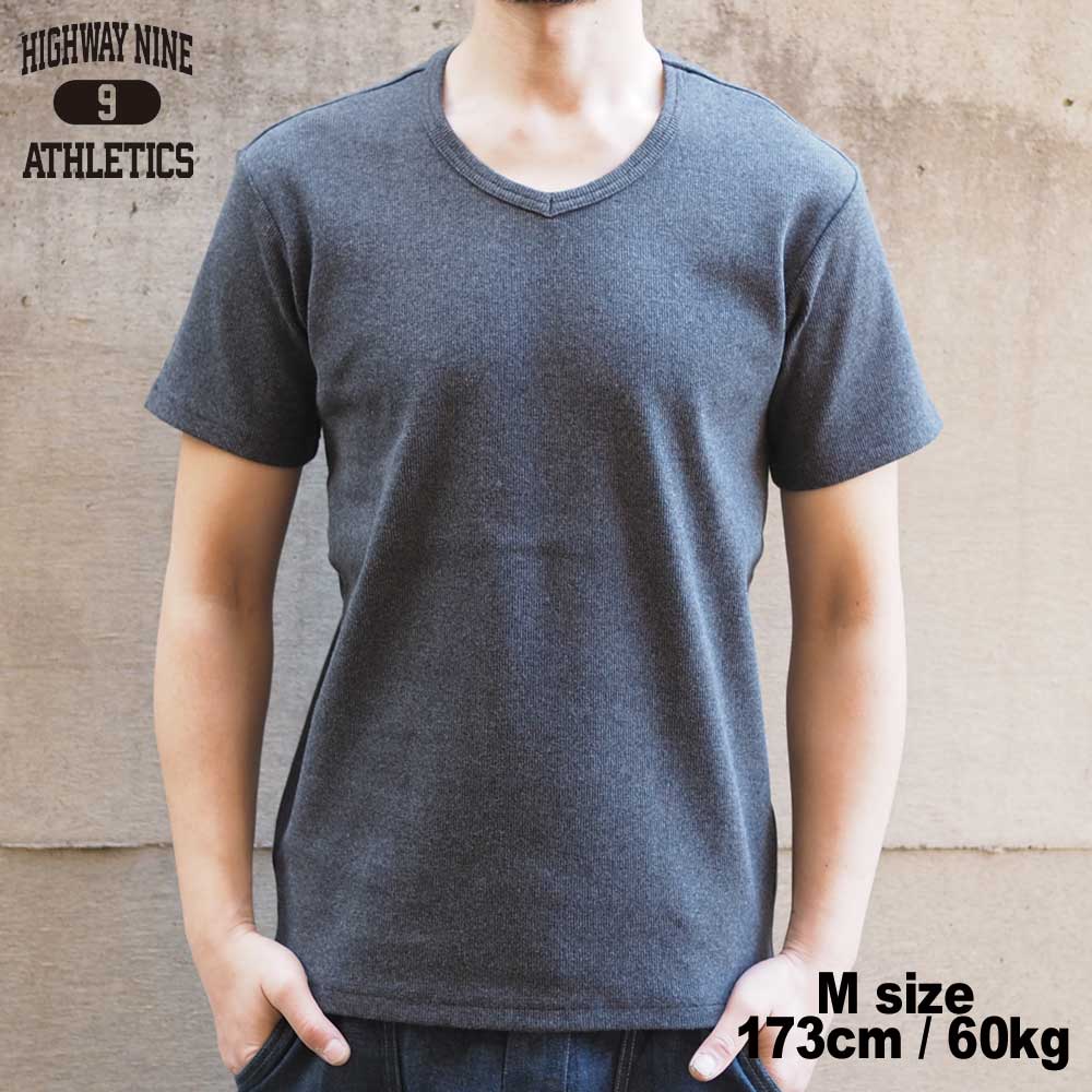 V-NECK RIB S/S Tee  / CHARCOAL / HIGHWAY NINE �ϥ��������ʥ���