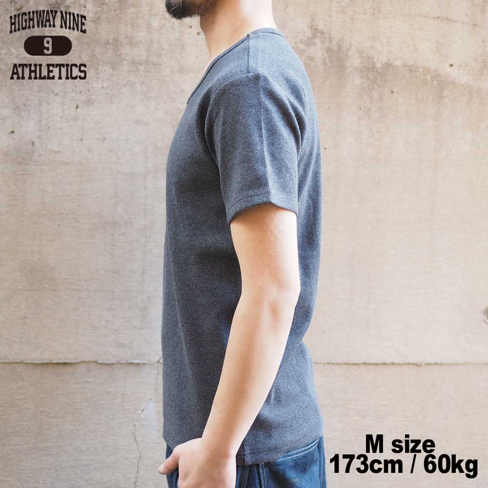 V-NECK RIB S/S Tee  / CHARCOAL / HIGHWAY NINE �ϥ��������ʥ���